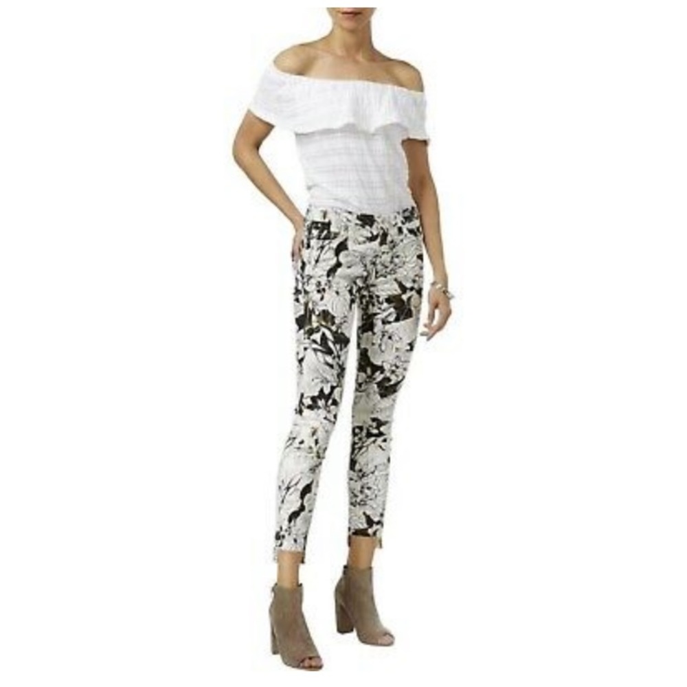 NEW 7 for All Mankind Paradise Palm Print Step Hem Ankle Skinny Jeans